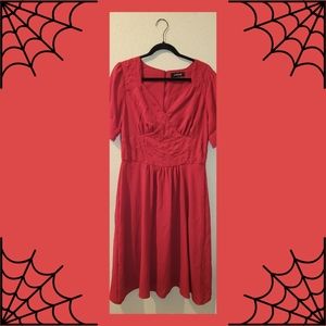 Embellished 1940s Style Red Dress